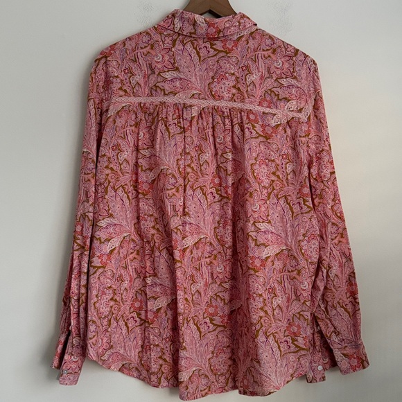 SUNDANCE Poppy Bloom Cotton Paisley Floral Long Sleeve Top Tunic Size XL - Picture 3 of 6